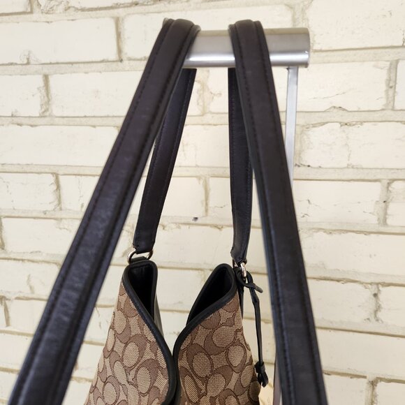 Euc Coach Edie Signature Jacquard Tan & Brown Shoulder Bag - Picture 6 of 14